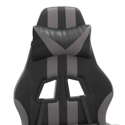 vidaXL fekete és szürke műbőr forgó játékszék lábtartóval