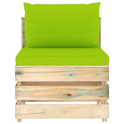 vidaXL zöld impregnált fa elemes középső kanapé párnákkal