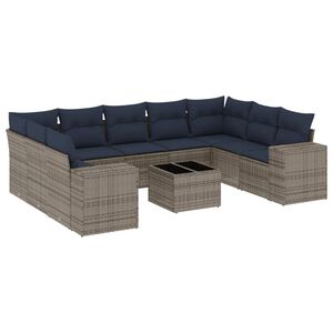 vidaXL 10 db sz&uuml;rke polyrattan kerti kanap&eacute;garnit&uacute;ra p&aacute;rn&aacute;kkal