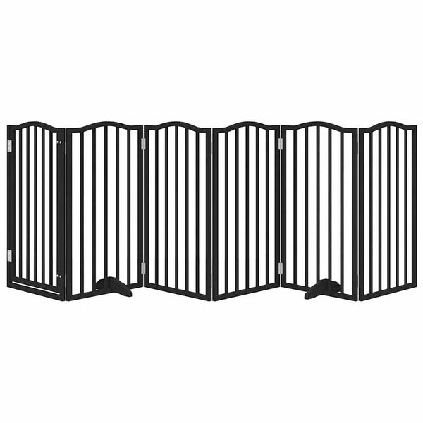vidaXL fekete ny&aacute;rfa 6 paneles &ouml;sszecsukhat&oacute; kutyakapu ajt&oacute;val 300 cm