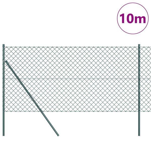 vidaXL Ker&iacute;t&eacute;soszlop Z&ouml;ld 10 x 1,4 m (60 x 60 mm h&aacute;l&oacute;) Ac&eacute;l &eacute;s PVC