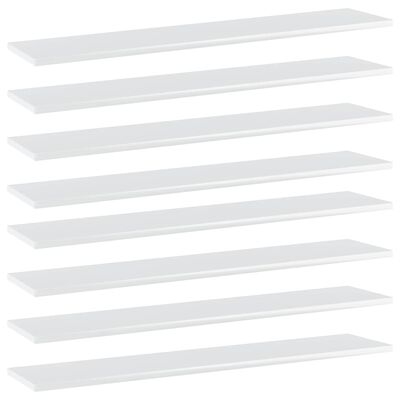 vidaXL 8 db magasfényű fehér forgácslap könyvespolc 100 x 20 x 1,5 cm
