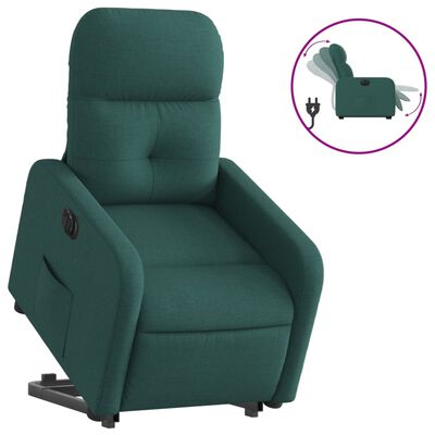 vidaXL elektromos felállást segítő sötétzöld szövet dönthető fotel