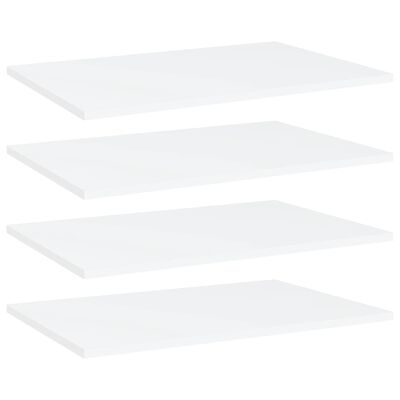 vidaXL 4 db fehér forgácslap könyvespolc 60 x 40 x 1,5 cm