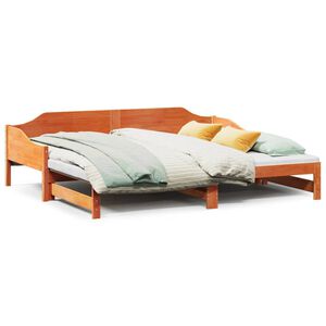 vidaXL viaszbarna t&ouml;m&ouml;r fenyőfa kih&uacute;zhat&oacute; kanap&eacute;&aacute;gy 80 x 200 cm