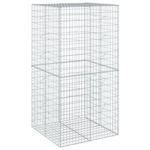 vidaXL horganyzott vas gabion kos&aacute;r fed&eacute;llel 100 x 100 x 200 cm