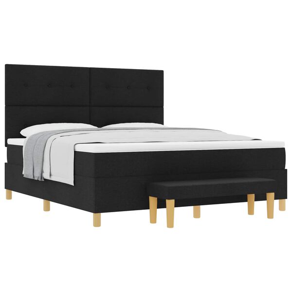 vidaXL Boxrug&oacute;s &aacute;gy matracmal fejt&aacute;ml&aacute;val Fekete 180 x 200 cm sz&ouml;vet