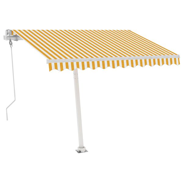 vidaXL s&aacute;rga-feh&eacute;r sz&eacute;l&eacute;rz&eacute;kelős &eacute;s LED-es napellenző 300x250 cm