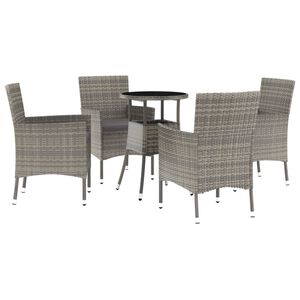 vidaXL 5 r&eacute;szes sz&uuml;rke polyrattan kerti bisztr&oacute;garnit&uacute;ra p&aacute;rn&aacute;kkal