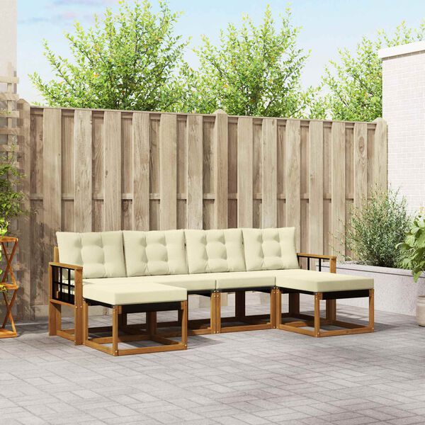 vidaXL K&uuml;lt&eacute;ri kanap&eacute; szett p&aacute;rn&aacute;val 6 pcs Term&eacute;szetes &eacute;s kr&eacute;msz&iacute;nű