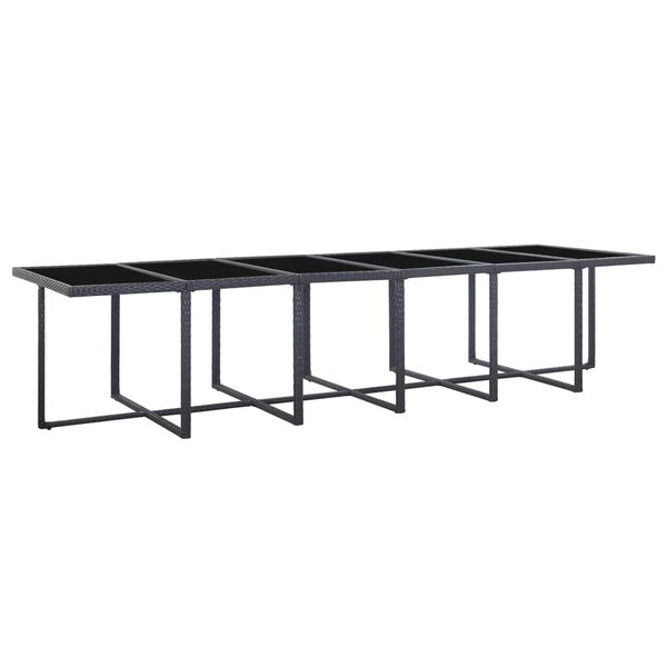 vidaXL 17 r&eacute;szes fekete polyrattan k&uuml;lt&eacute;ri &eacute;tkezőszett p&aacute;rn&aacute;kkal