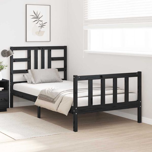 vidaXL fekete t&ouml;m&ouml;r fa &aacute;gykeret fejt&aacute;ml&aacute;val 100 x 200 cm