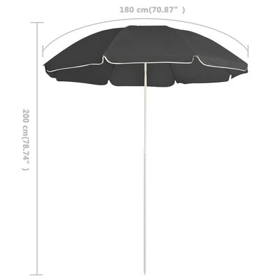 vidaXL antracitszürke kültéri napernyő acél rúddal 180 cm