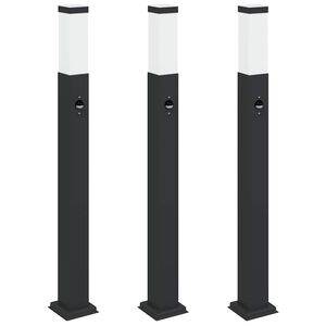 vidaXL 3 db szenzoros oszlopl&aacute;mpa 80 cm fekete IP44