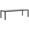 vidaXL fekete polyrattan &eacute;s edzett &uuml;veg kerti asztal 250 x 100 x 75 cm