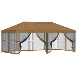 vidaXL Oldalfalas pavilon 6 x 3 m B&eacute;zs Poli&eacute;szter &eacute;s ac&eacute;l 190
