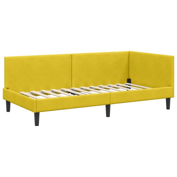 vidaXL Sarokágy keret fejtámlával Sárga 80 cm x 200 cm Bársony