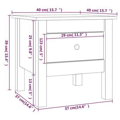 vidaXL tömör fenyőfa kisasztal 40 x 40 x 39 cm
