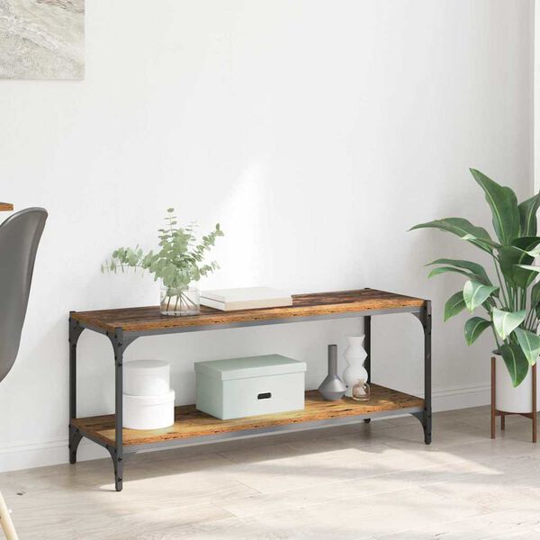 vidaXL TV szekrény Öreg fa 100x33x41cm Műszaki fa és vas