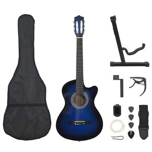 vidaXL 12 részes kék 6 húros klasszikus Western gitár szett 38"