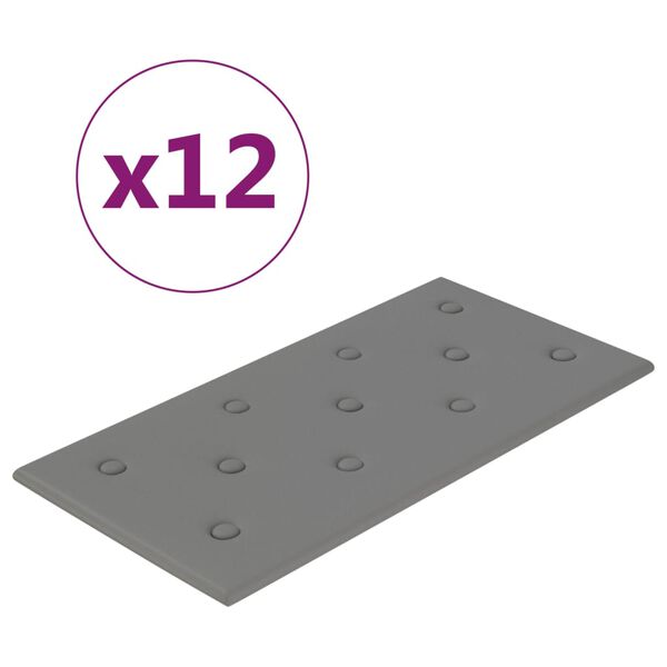 vidaXL 12 db szürke műbőr fali panel 60 x 30 cm 2,16 m²
