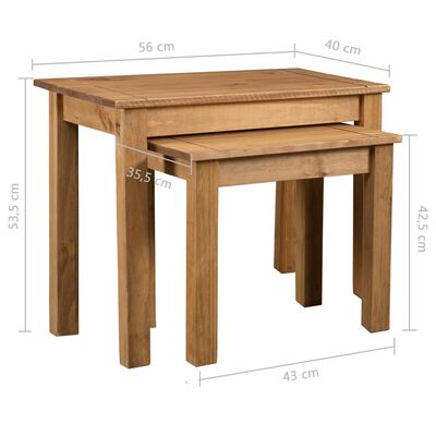 vidaXL 2 db panama stílusú tömör fenyőfa egymásba tolható asztal