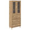 vidaXL Magasfi&uacute; Artisan t&ouml;lgy 69,5 x 34 x 180 cm Műanyag Fa &eacute;s &Uuml;veg