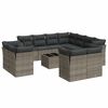 vidaXL 12 r&eacute;szes sz&uuml;rke polyrattan kerti &uuml;lőgarnit&uacute;ra p&aacute;rn&aacute;kkal
