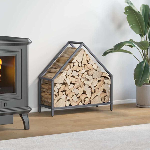 vidaXL antracitsz&uuml;rke hidegen hengerelt ac&eacute;l tűzifat&aacute;rol&oacute; 60x25x60 cm