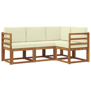 vidaXL K&uuml;lt&eacute;ri kanap&eacute; szett p&aacute;rn&aacute;val 4 pcs Term&eacute;szetes &eacute;s kr&eacute;msz&iacute;nű