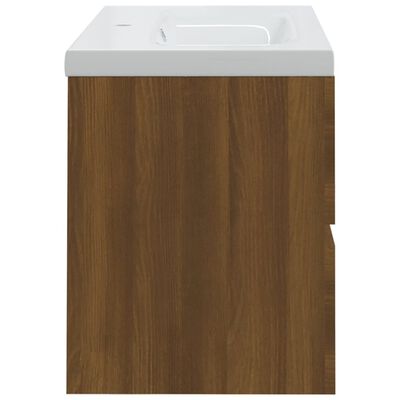 vidaXL füstös tölgyszínű szerelt fa mosdószekrény beépített mosdóval