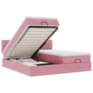 vidaXL Ottom&aacute;n &aacute;gykeret matracokkal r&oacute;zsasz&iacute;n 160x200cm b&aacute;rsony