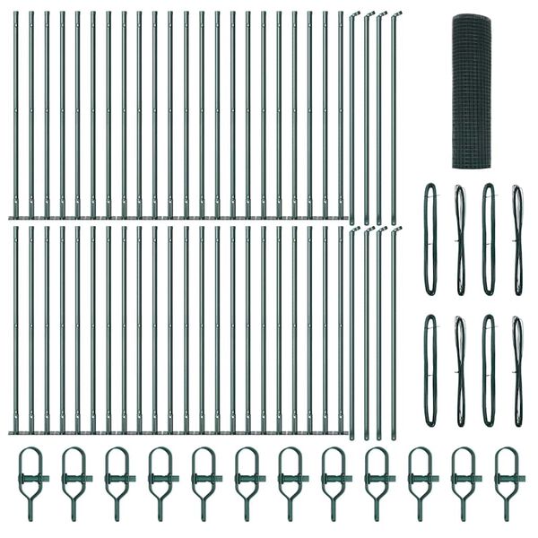 vidaXL Ker&iacute;t&eacute;soszlop Z&ouml;ld 100 x 0,6 m (25 x 25 mm h&aacute;l&oacute;) Ac&eacute;l &eacute;s PVC