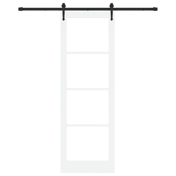 vidaXL Cs&uacute;sz&oacute; ajt&oacute; Feh&eacute;r &eacute;s fekete 78 x 232 cm T&ouml;m&ouml;r fenyőfa &eacute;s &uuml;veg