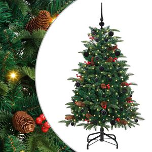 vidaXL Mű kar&aacute;csonyfa 150 LED-del Z&ouml;ld 150 cm PVC &eacute;s F&eacute;m &eacute;s Műanyag
