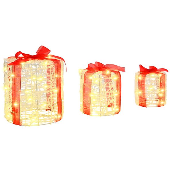 vidaXL Aj&aacute;nd&eacute;kt&aacute;ska D&iacute;sz&iacute;t&eacute;s 3 pcs Meleg feh&eacute;r 20 x 20 x 21 cm Akril