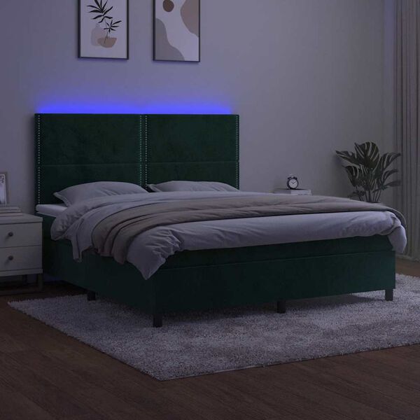 vidaXL s&ouml;t&eacute;tz&ouml;ld b&aacute;rsony rug&oacute;s &eacute;s LED-es &aacute;gy matraccal 180x200 cm