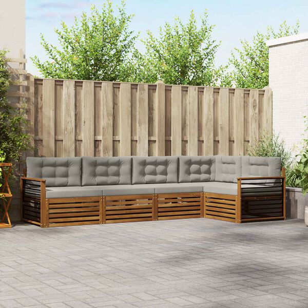 vidaXL K&uuml;lt&eacute;ri kanap&eacute; szett 5 pcs Term&eacute;szetes &eacute;s Vil&aacute;gossz&uuml;rke