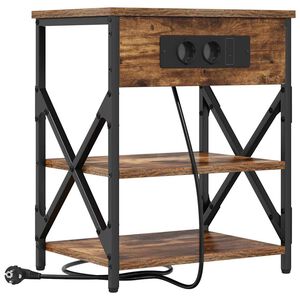 vidaXL &Eacute;jjeliszekr&eacute;ny polcokkal F&uuml;st&ouml;lt t&ouml;lgy 41 x 31 x 51 cm Faanyag