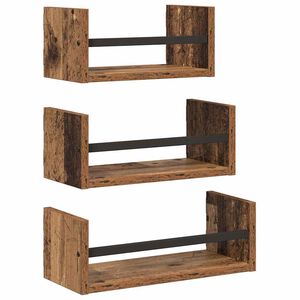 vidaXL Fali polc k&eacute;szlet 3 db &Ouml;reg fa 40x16x14cm Szerelt Fa