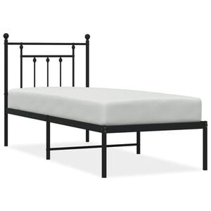 vidaXL fekete f&eacute;m &aacute;gykeret fejt&aacute;ml&aacute;val 75 x 190 cm