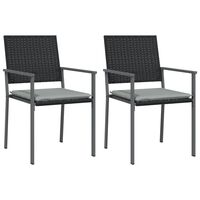 vidaXL 2 db fekete polyrattan kerti szék párnával 56 x 62,5 x 89 cm