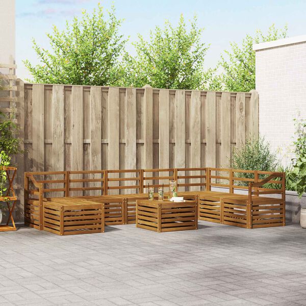 vidaXL Szegment&aacute;lt kanap&eacute; szett 9 pcs Term&eacute;szetes T&ouml;m&ouml;r Ak&aacute;cfa