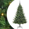 vidaXL Műfenyő vil&aacute;g&iacute;t&aacute;ssal &eacute;s g&ouml;mbk&eacute;szlettel Z&ouml;ld 180 cm PVC &eacute;s PE