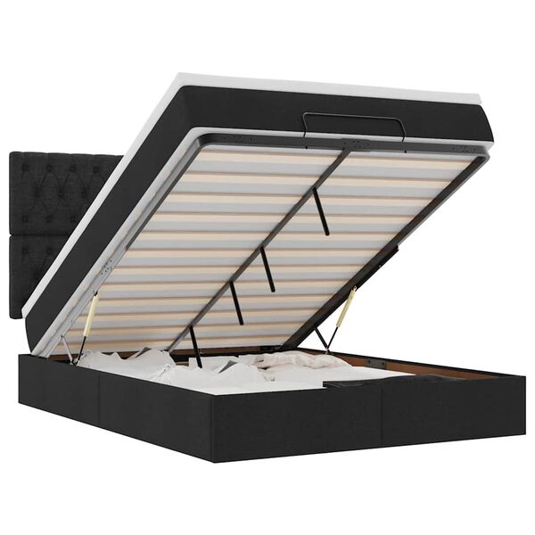 vidaXL Ottom&aacute;n &aacute;gykeret matraccal fekete 140x190cm sz&ouml;vet