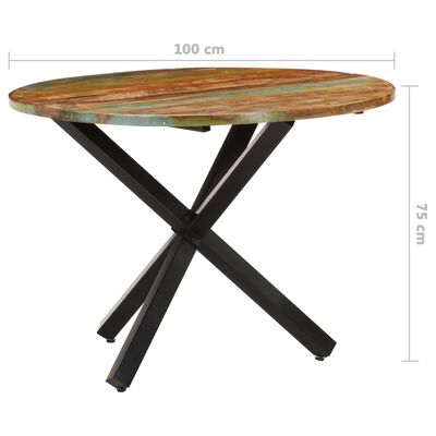 vidaXL kerek tömör újrahasznosított fa étkezőasztal 100 x 100 x 75 cm