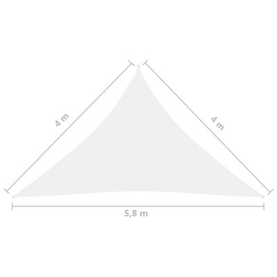 vidaXL fehér háromszög alakú oxford-szövet napvitorla 4 x 4 x 5,8 m