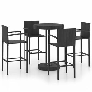 vidaXL 5 r&eacute;szes fekete polyrattan kerti b&aacute;rszett