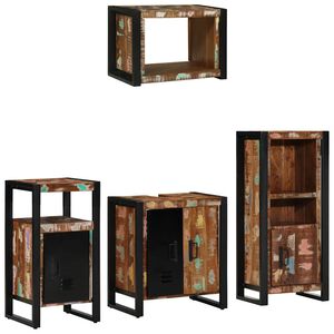 vidaXL F&uuml;rdőszoba b&uacute;tor szett 4 db T&ouml;bb sz&iacute;n &eacute;s Fekete 55 x 35 x 60 cm
