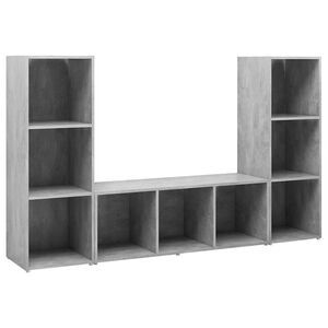 vidaXL 3 db betonsz&uuml;rke szerelt fa TV-szekr&eacute;ny 107 x 35 x 37 cm